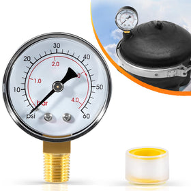 Sixcow pressure gauge front view for reliable pool filter readings