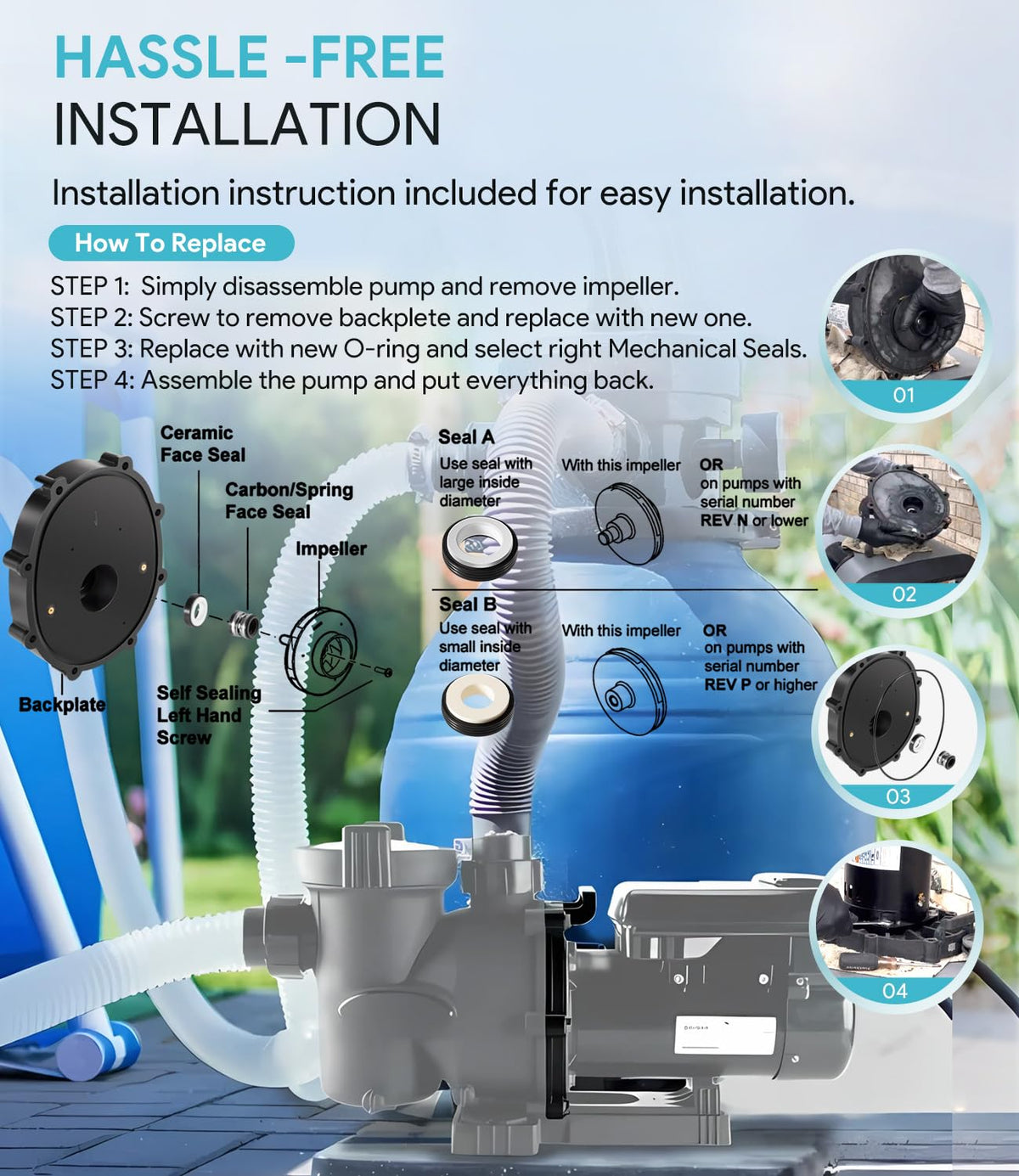 Ceramic seals in the kit deliver long-lasting contact and reduced leakage.
