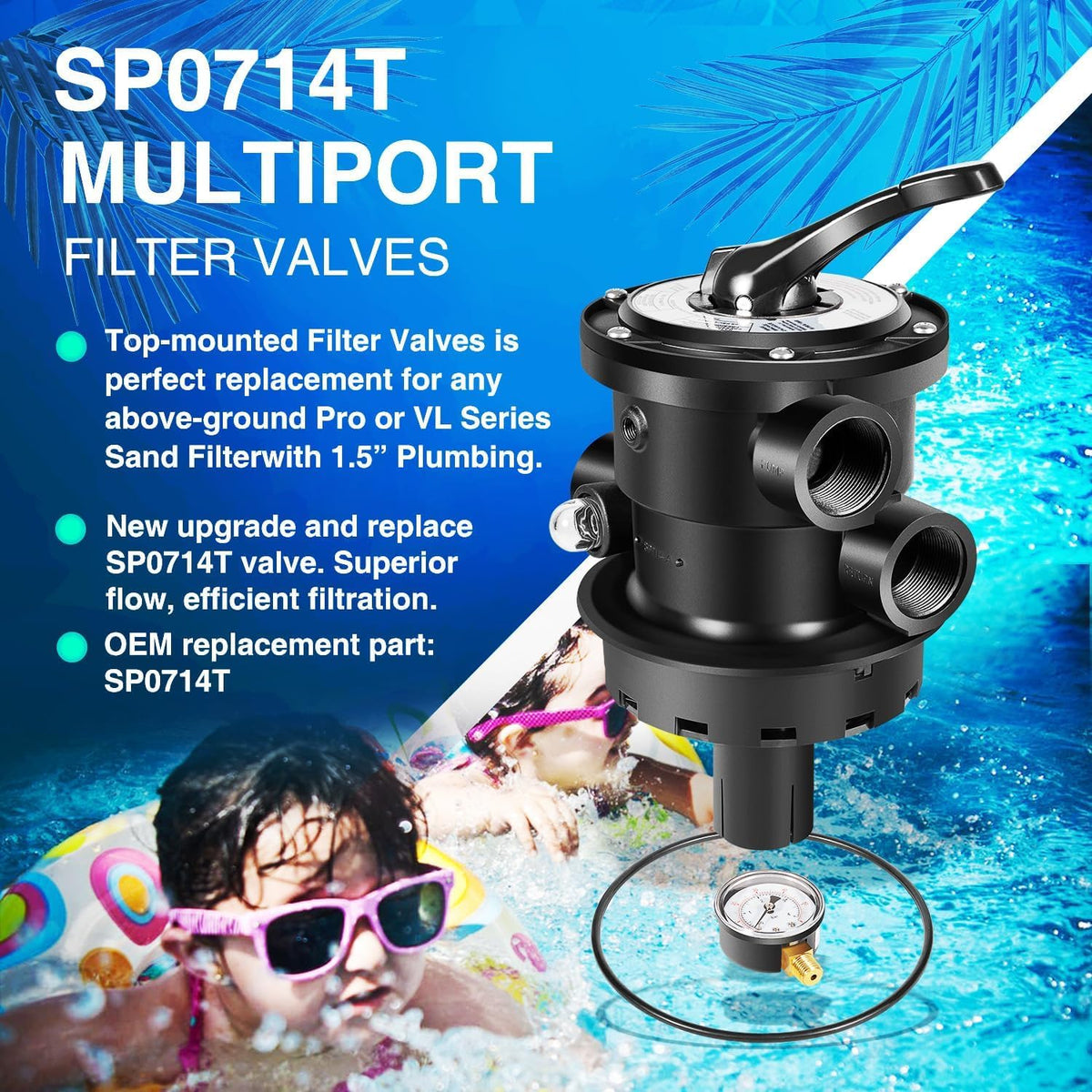 Sixcow SP0714T Vari-Flo XL valve side profile showing 7-position control