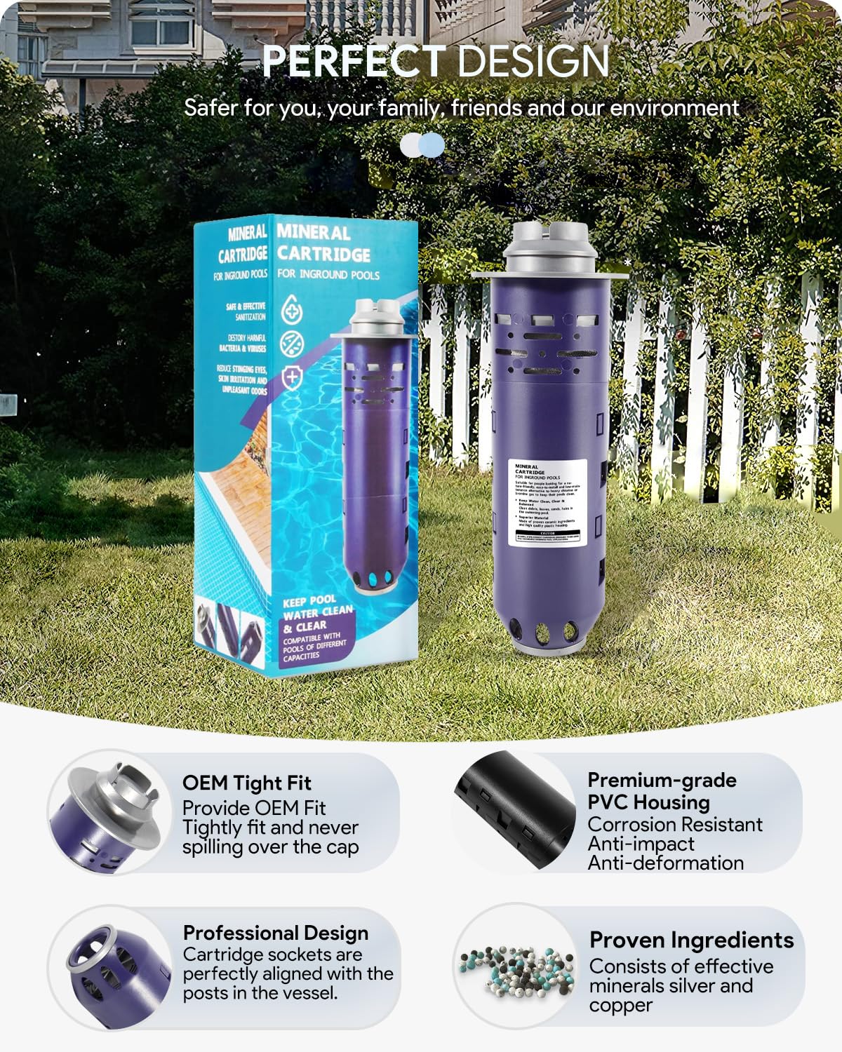 Sixcow W28002 pool-water-clear depicts improved clarity with mineral cartridge.