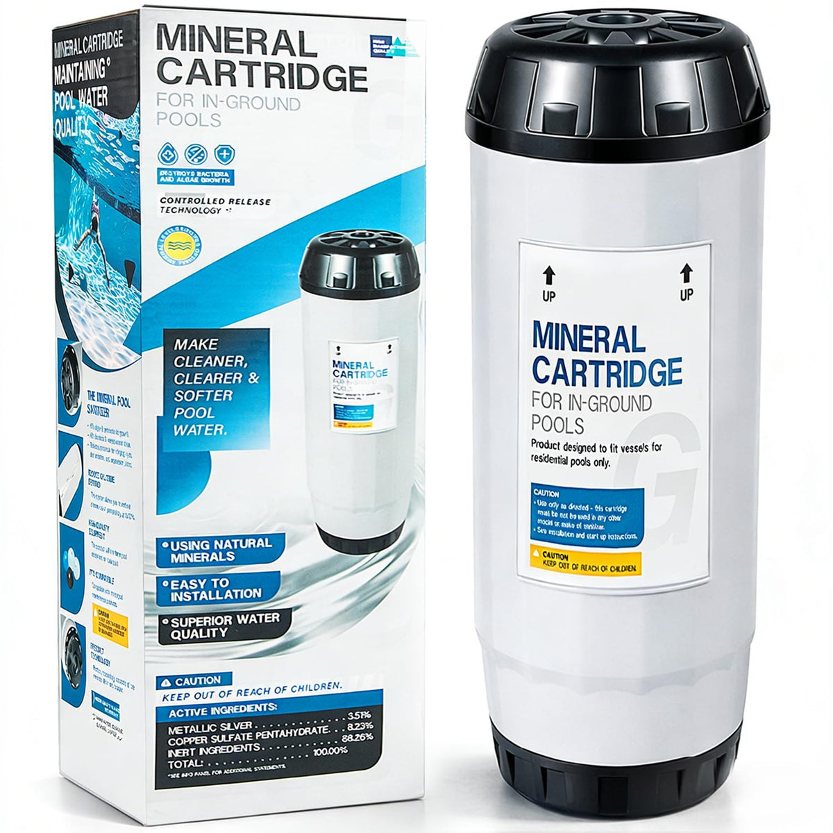 Sixcow W28125 mineral cartridge for G25 maintains balanced, clean pool water.