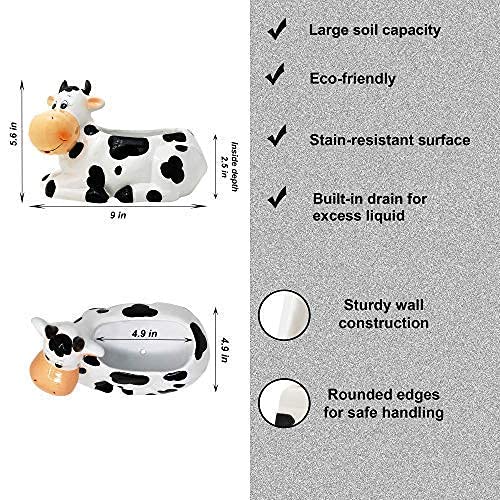 Sixdrop gift-ready cow planter pack charms cow lovers with rustic farmhouse flair.