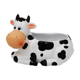 Sixdrop hand-painted cow planter ceramic with vibrant glaze for decorative accents.