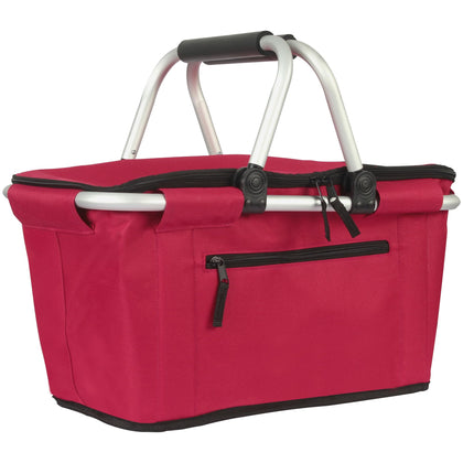SIYUAN 27L collapsible picnic basket in red, front view, ideal for easy grocery transport.