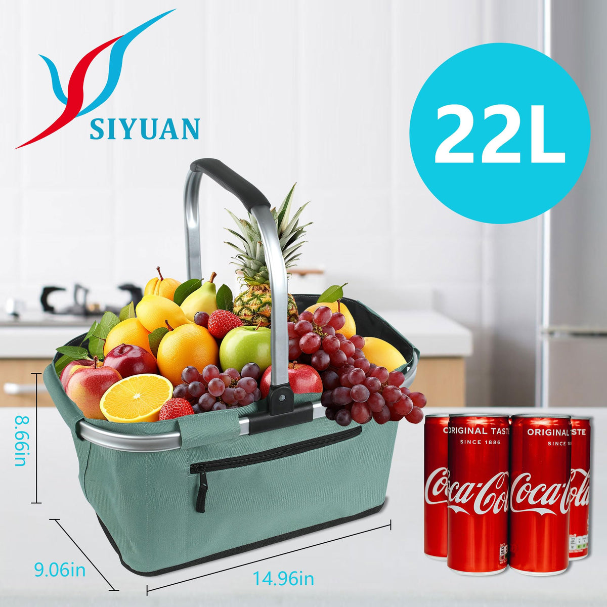 SIYUAN picnic basket exterior zip pocket stores essentials securely