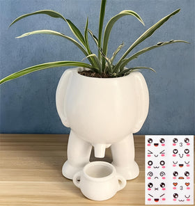 Sizavi creative ceramic human-shape planter with drainage holes, perfect for succulents.