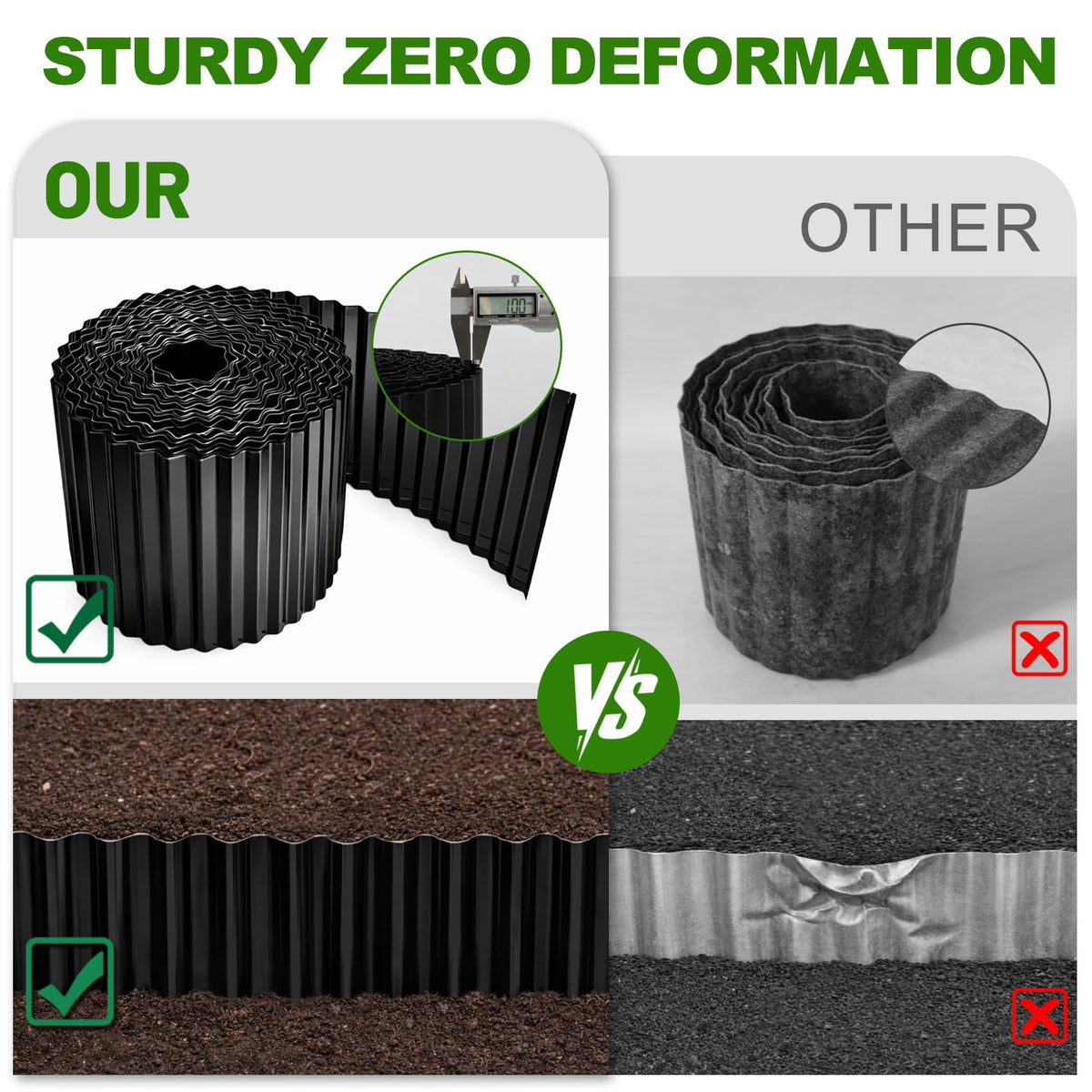 SJPULMO 3D corrugated edge design strengthens borders for neat flower beds.