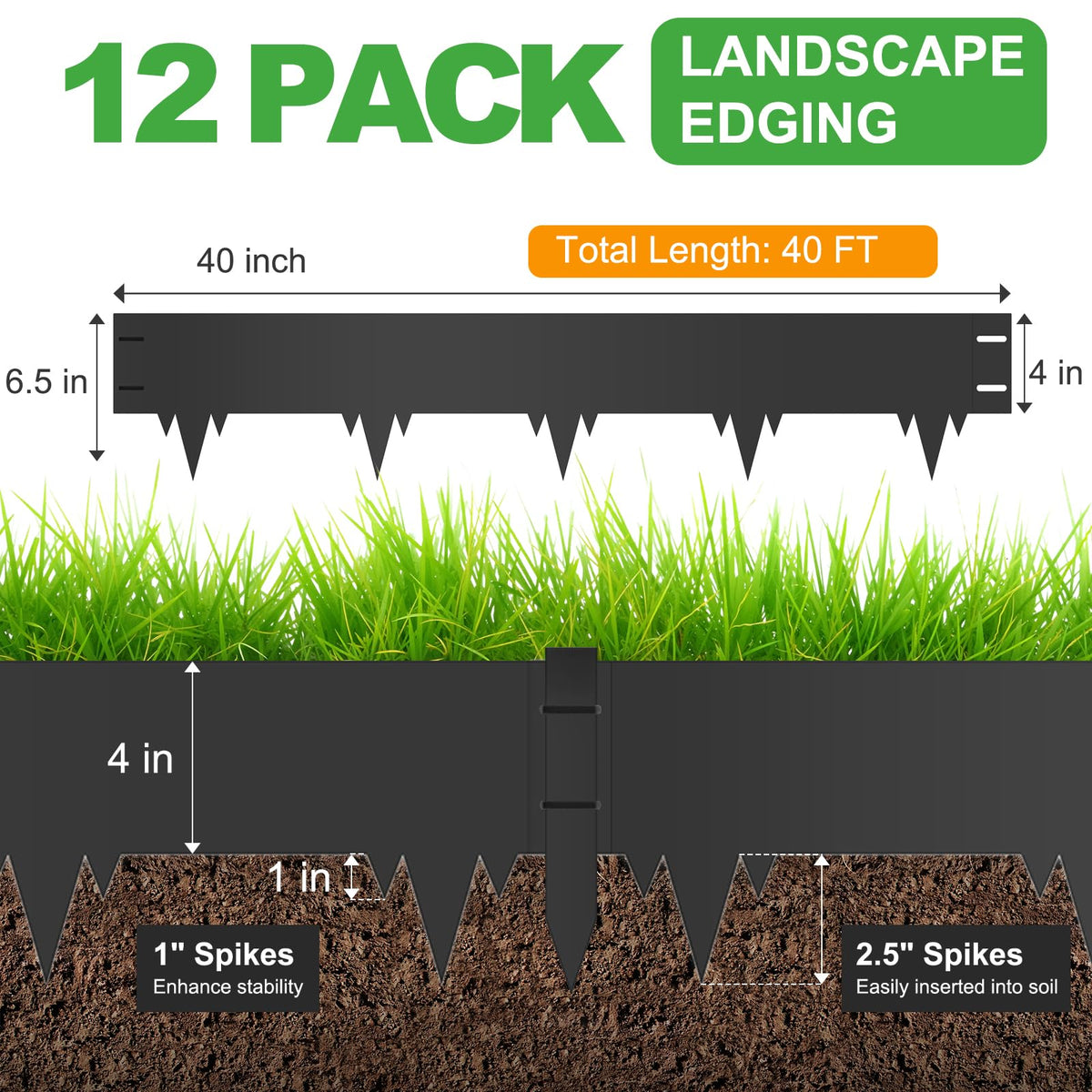 SJPULMO border assembly demonstrates a 40 ft total length for defined garden edges.
