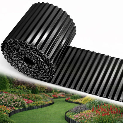 SJPULMO corrugated garden edging 6in x 45ft in black for durable, weatherproof borders.