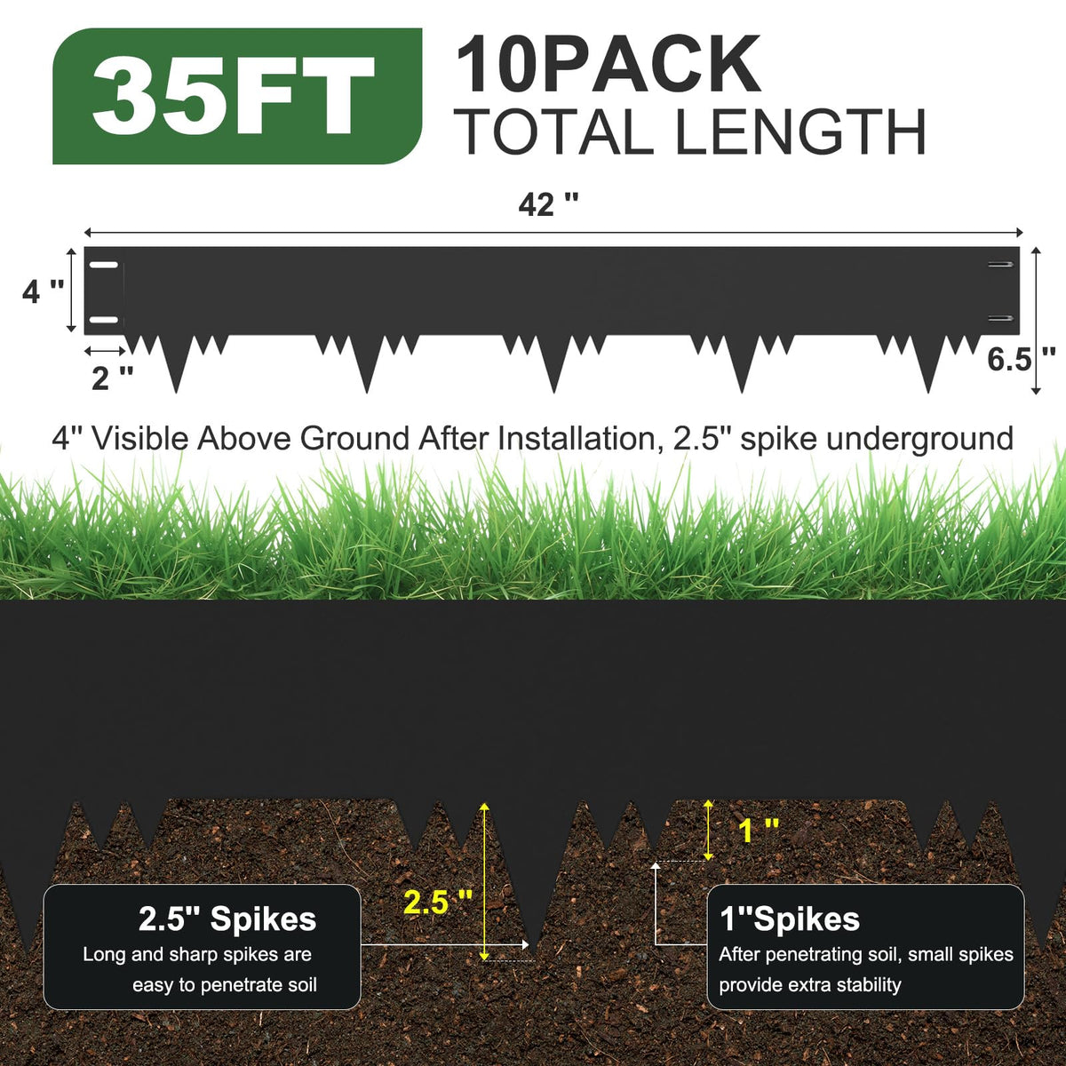 SJPULMO edging kit with 10 stakes stabilizes borders for landscapes.