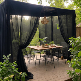 SK Studio outdoor sheer curtains with packaging included for quick setup