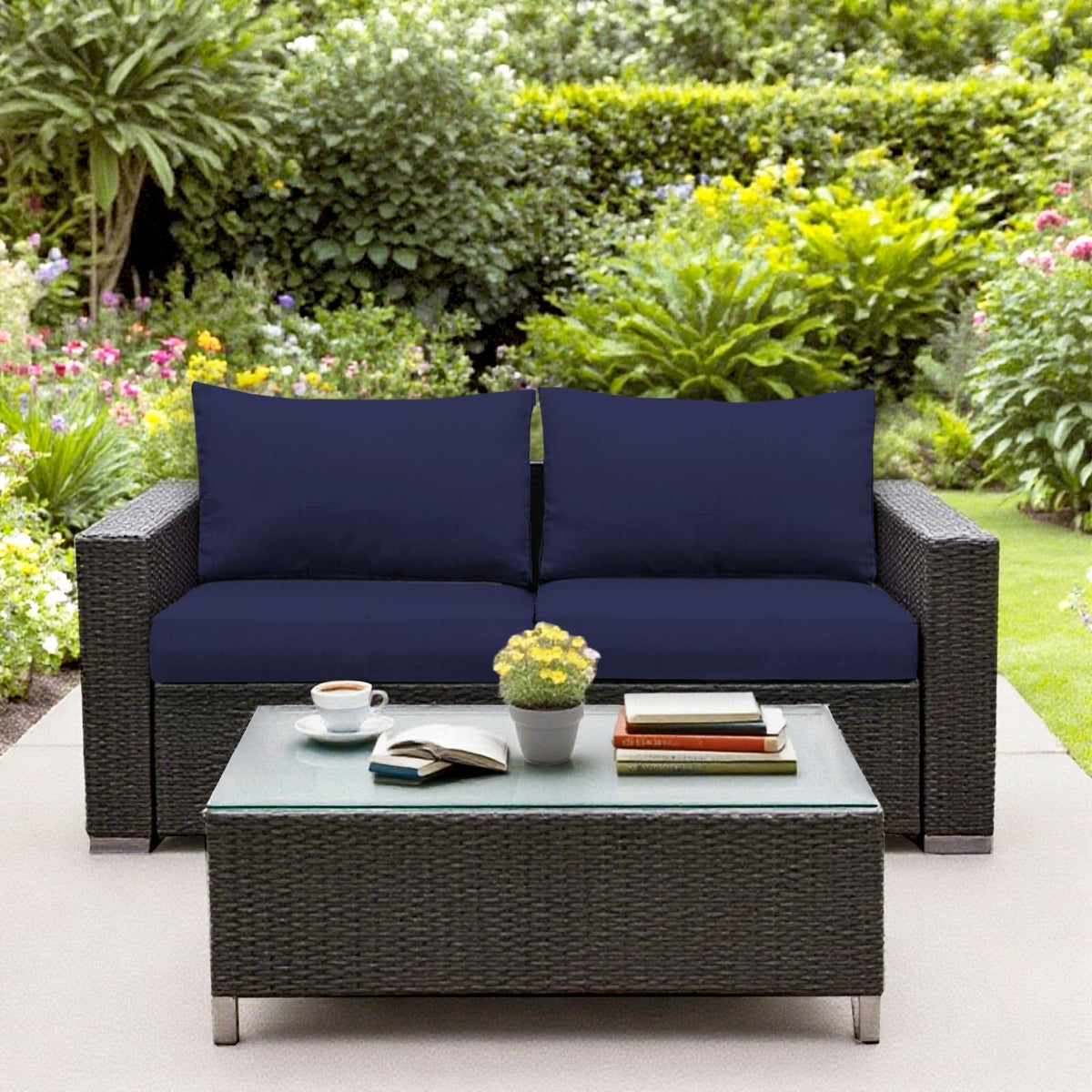 Stretchy polyester-spandex fabric provides a snug cushion cover fit