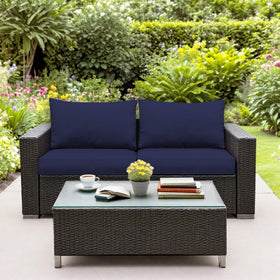 Stretchy polyester-spandex fabric provides a snug cushion cover fit