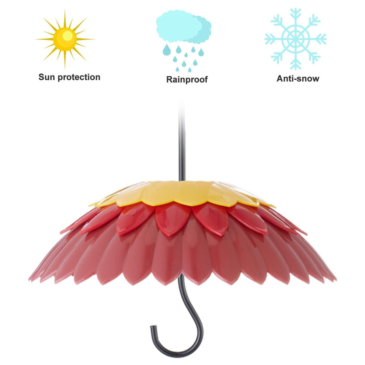 Skaithee hummingbird cover dome shields feeder from adverse weather.