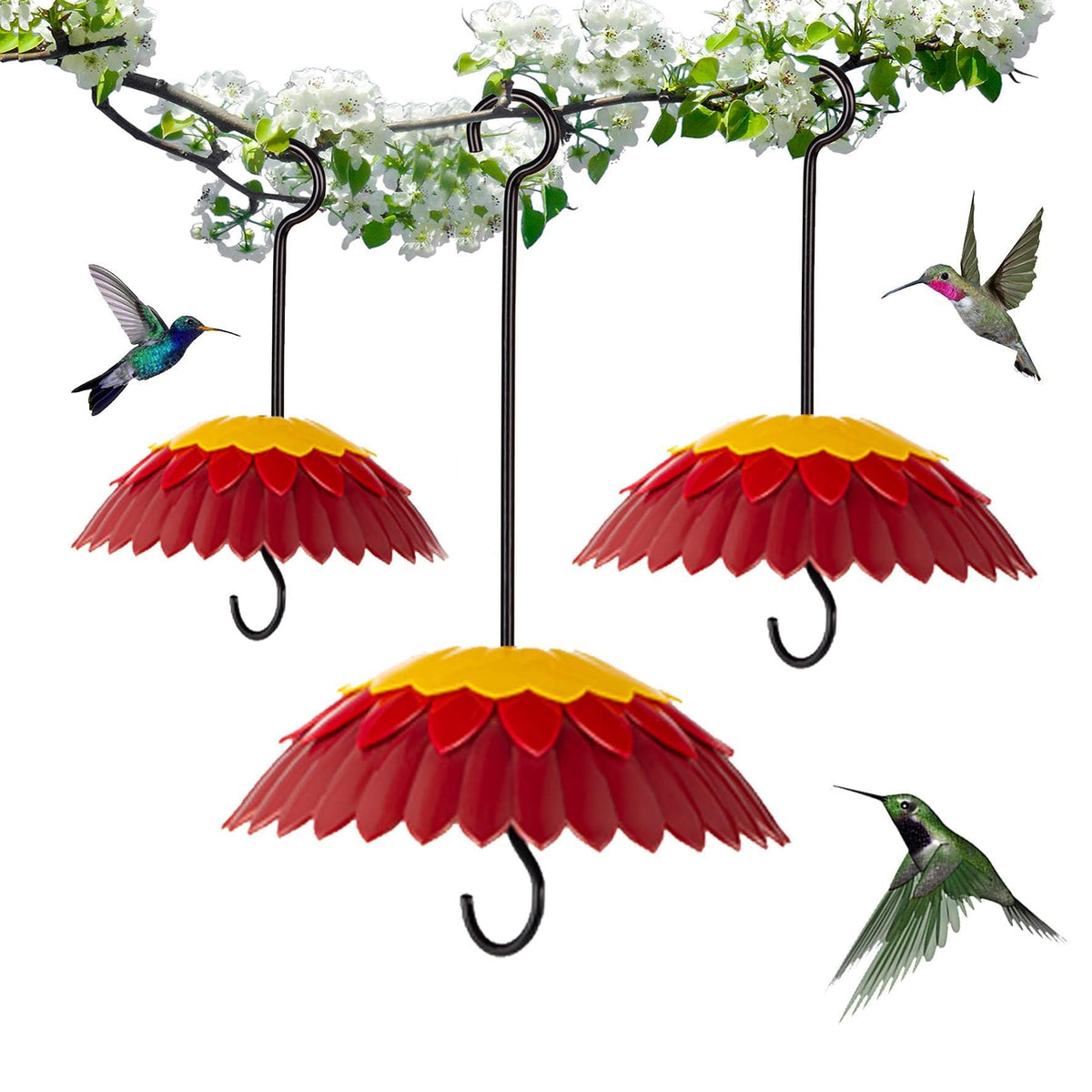 Skaithee hummingbird feeder umbrella with anti-moat shields nectar from rain.