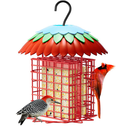 Skaithee Suet Feeder Double front view with dual ports inviting more birds.