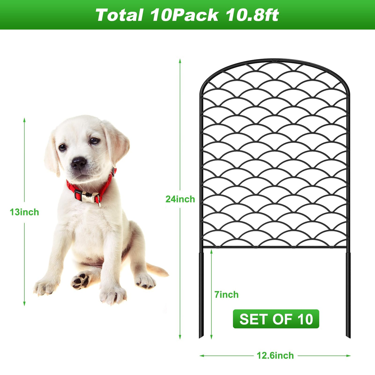 Skcoipsra arched fence panel dense mesh serves as a barrier for flower beds and pathways.