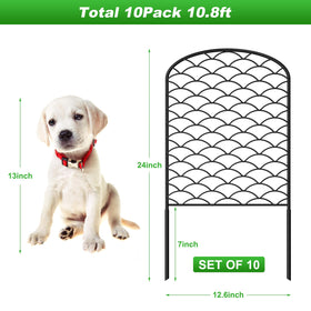Skcoipsra arched fence panel dense mesh serves as a barrier for flower beds and pathways.