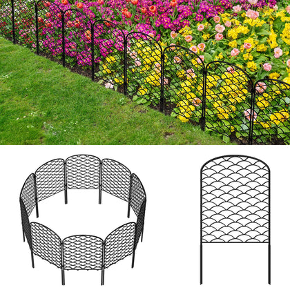 Skcoipsra decorative garden fence 10-pack shown in a yard provides a stylish boundary for garden spaces.