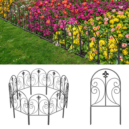Skcoipsra decorative garden fence in arched panels provides stylish yard edging and protection for plants
