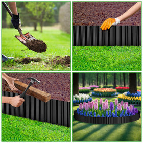 Skcoipsra black finish edging creates a clean, modern look for flower beds.