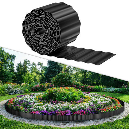 Skcoipsra garden edging closeup shows thick 0.06in galvanized steel for lasting border strength.