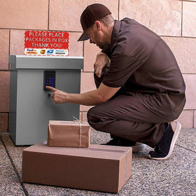 SKDSArts delivery sign please place packages in box guides visitors to correct drop-off