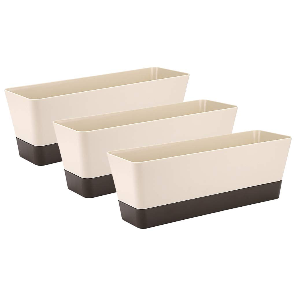 Skelang 3-pcs rectangular plant pot set with 12-inch top width for versatile indoor gardening.