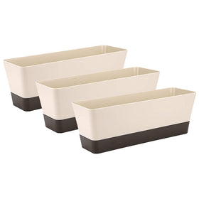 Skelang 3-pcs rectangular plant pot set with 12-inch top width for versatile indoor gardening.