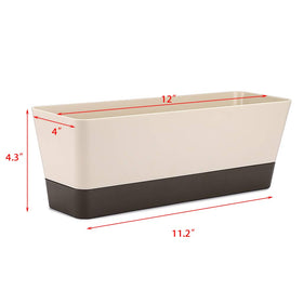 Skelang window planter box on a sunny sill, ideal for compact indoor greenery.