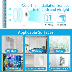 SKEWO easy-adhesion suction cups allow quick, tool-free installation on glass or tile surfaces.