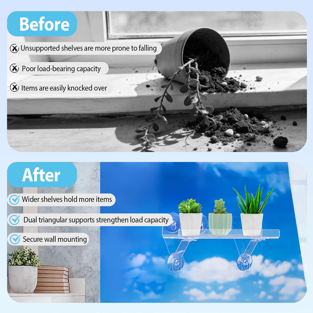 SKEWO transparent acrylic material blends with any window surface.