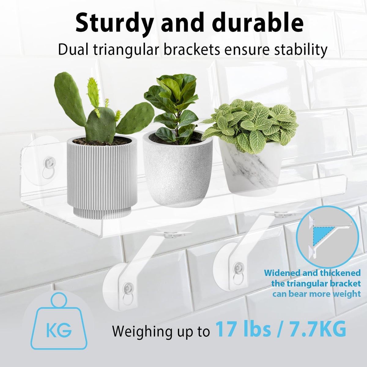 SkeWo triangular support brackets boost stability for heavier plant displays.