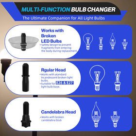 Eight-finger cages grip bulbs gently for secure changes