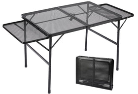 SKIKEN black metal mesh table surface ready for outdoor use and cleaning