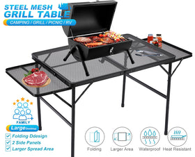 SKIKEN wing panels extended for wider workspace during meals and grilling