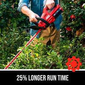 24-inch cutting length on SKIL hedge trimmer for wide hedges.