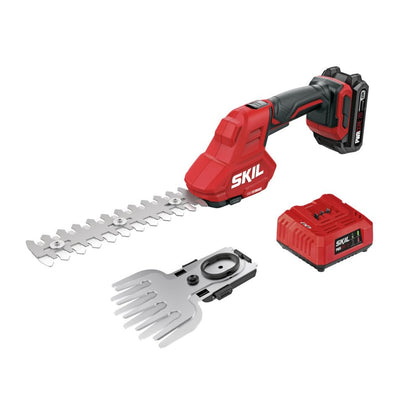 SKIL PWR CORE 20 shear and shrub tool performing precise hedge trimming