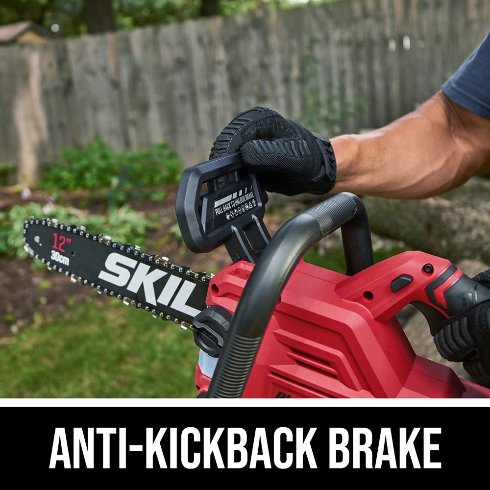 Skil PWR CORE 20 tool-less chain tension dial enables quick setup.