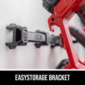 Skil PWR CORE easystorage bracket keeps tools neatly organized.