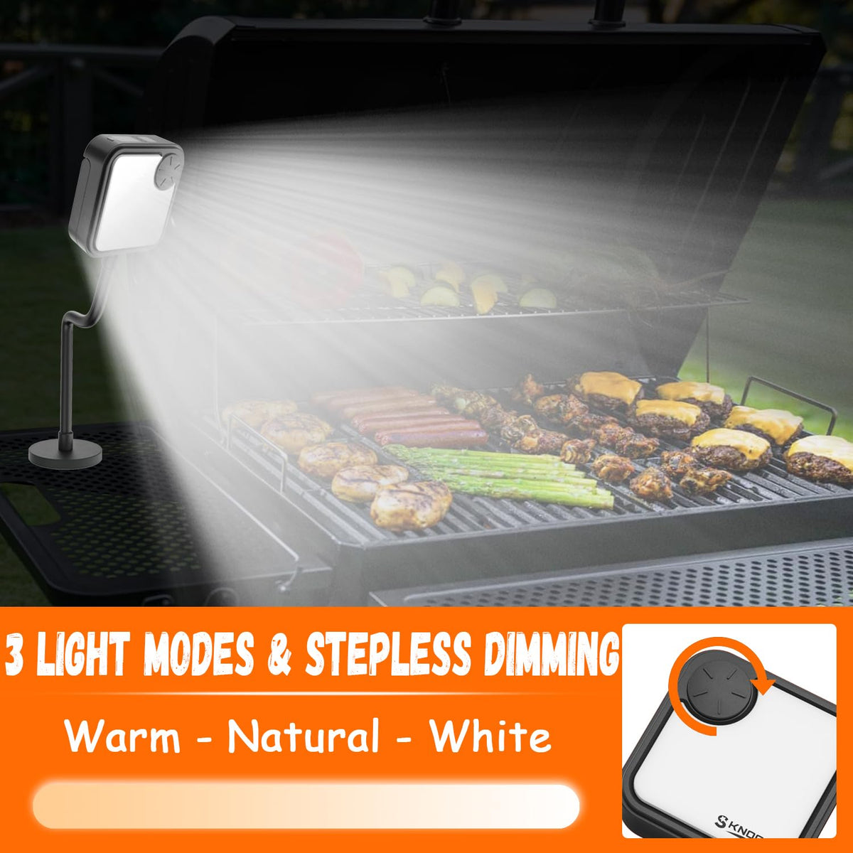 SKNOOY 360-degree gooseneck rotation enables lighting from any angle.