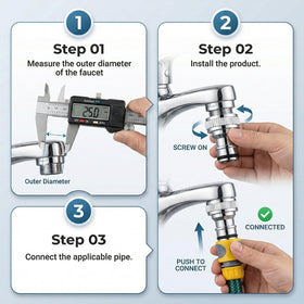 Skrfren easy installation graphic demonstrates tool-free connections.