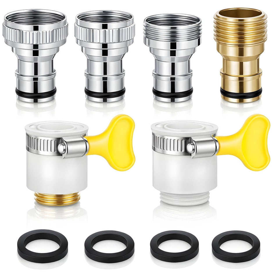 Skrfren faucet quick connector kit front view for seamless water connections.