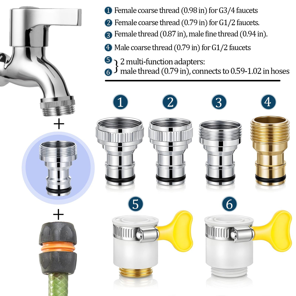 Skrfren universal adapters show versatile hose compatibility for various tasks.
