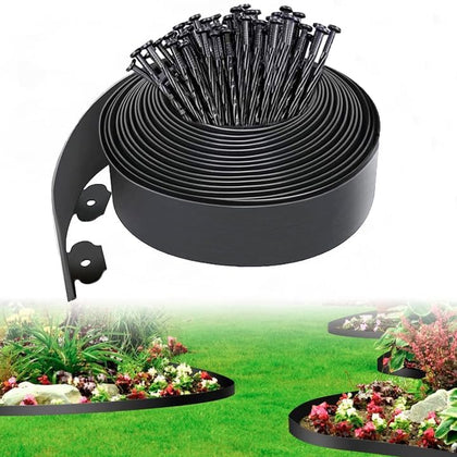 SKWIRRLE 4in tall landscape edging roll creates durable, clean garden borders.