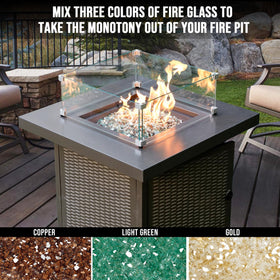 Skyflame fire glass container ready for outdoor fireplace use