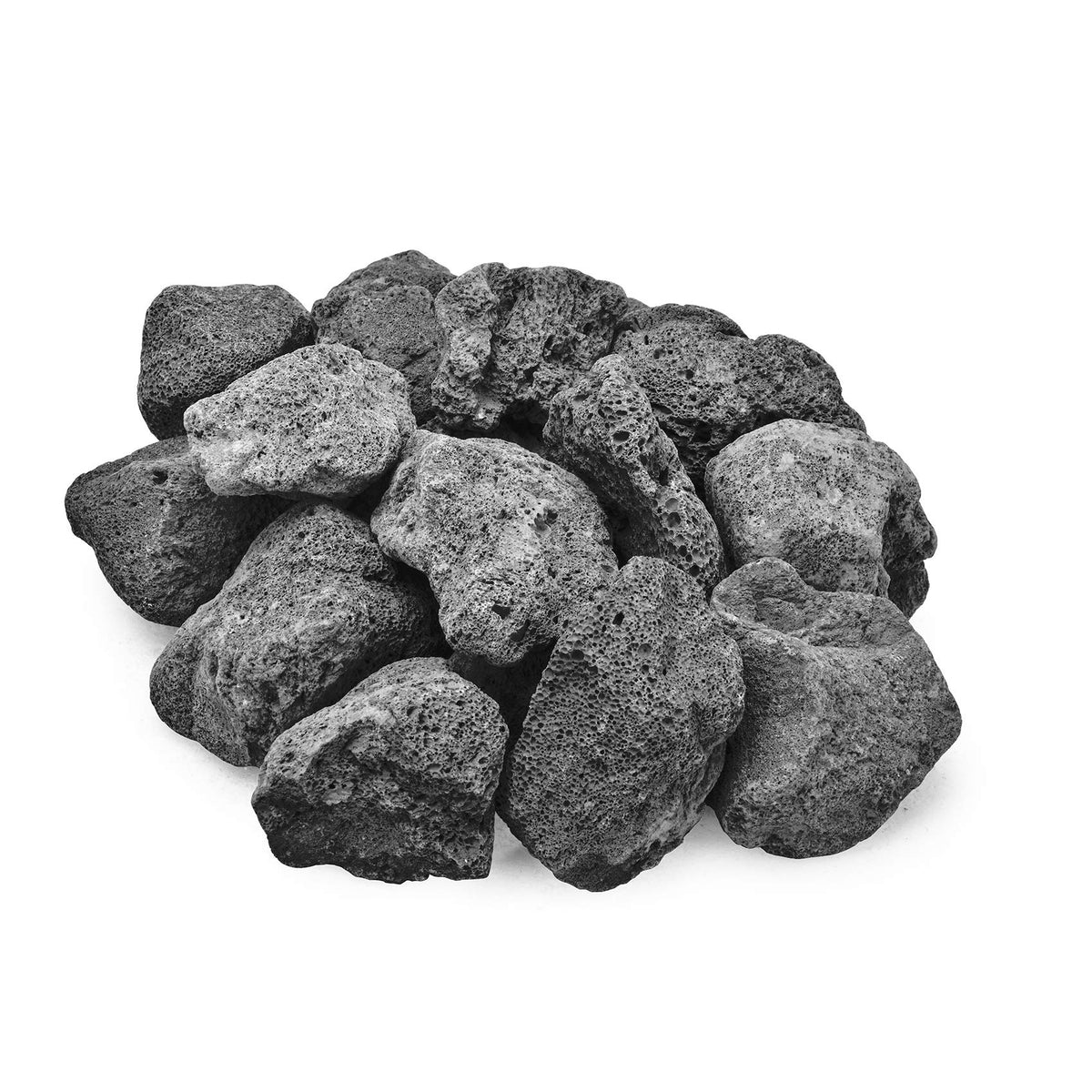 Skyflame 10lb lava rock for fire pits showcases heat-retaining stones for cozy outdoor evenings.