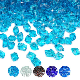 Skyflame 10lb polygon fire glass in aqua blue, 1/2-inch, adds durable color to fire pits