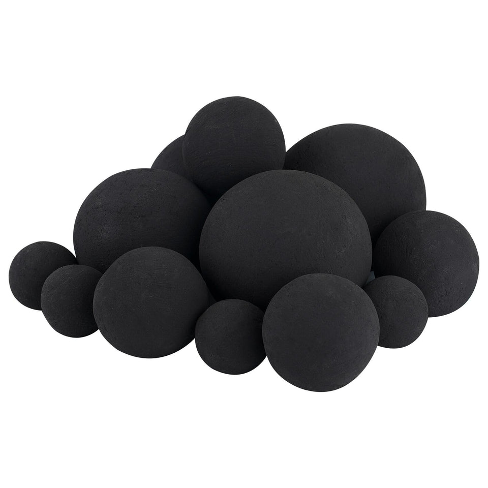 Skyflame 12-piece ceramic fire balls set in four sizes for versatile layouts.