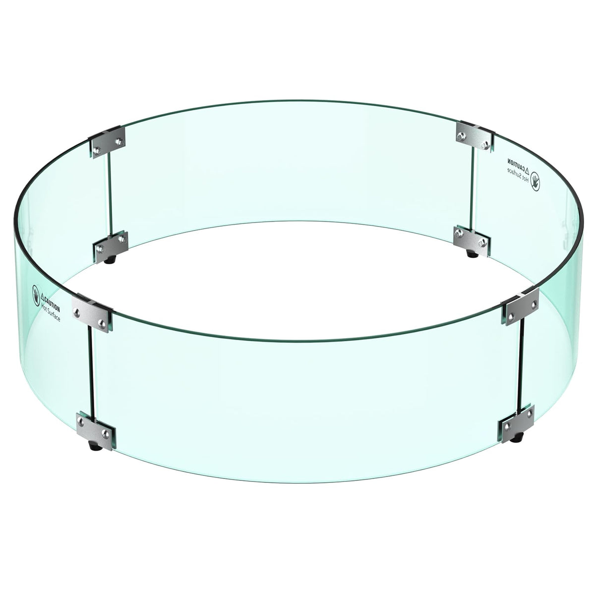 Skyflame 24-inch glass wind guard protects a fire pit from gusts for steadier flames